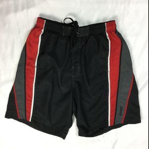 Speedo Mens Board Shorts Size Large Black Red Line